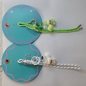 NEW! Lot Of 2 Lulla Collection Labubu Cute Purse Bag Charm White/ Green